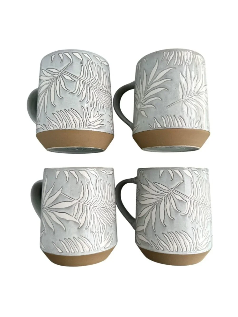 Pier 1 Zebra Giraffe Elephant Stoneware Coffee Mug Jungle Animals 4-pc Set